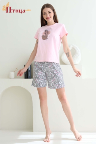 Н2 Пижама с шортами домашняя хлопковая 