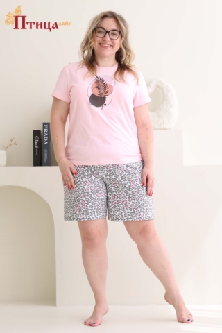 Н2 Пижама с шортами домашняя хлопковая (XS,S,M,L)