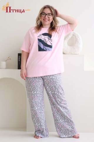 Н5 Пижама с брюками домашняя хлопковая (XL,XXL,XXXL) (2900руб)