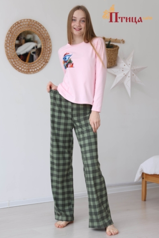 Н26 Пижама с брюками домашняя хлопковая (XS,S,M,L)