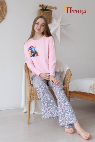 Н27 Пижама с брюками домашняя хлопковая (XS,S,M,L)