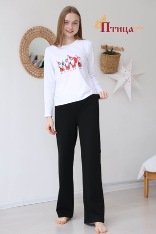 Н24 Пижама с брюками домашняя хлопковая (XS,S,M,L)