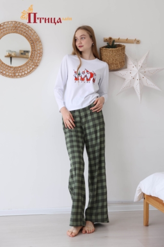 Н23 Пижама с брюками домашняя хлопковая (XS,S,M,L)