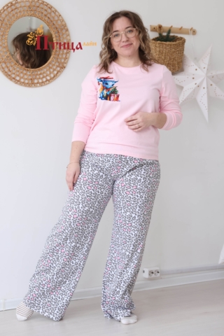 Н27 Пижама с брюками домашняя хлопковая (XL, XXL, XXXL) (2800руб)