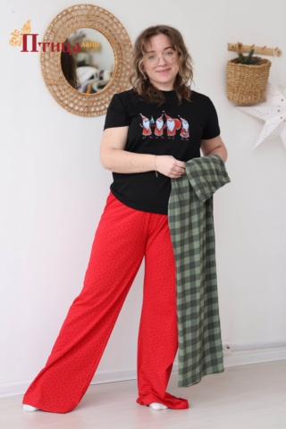 Н31 Пижама с брюками домашняя хлопковая (XL, XXL, XXXL)