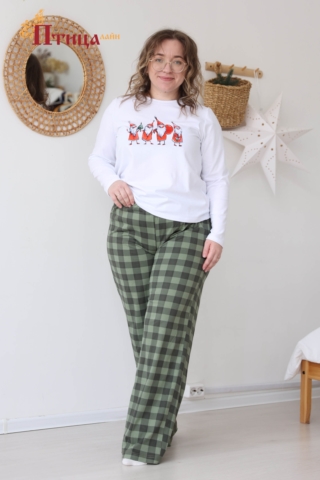Н23 Пижама с брюками домашняя хлопковая (XL, XXL, XXXL) (2800руб)
