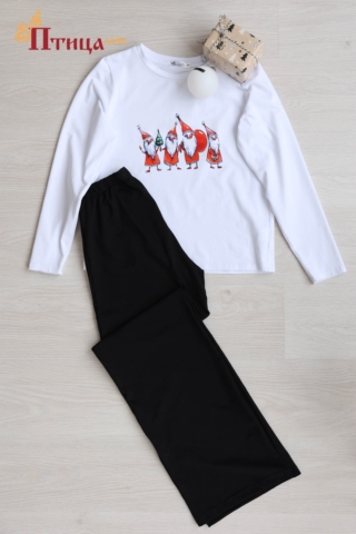 Н24 Пижама с брюками домашняя хлопковая (XL, XXL, XXXL) (2800руб)